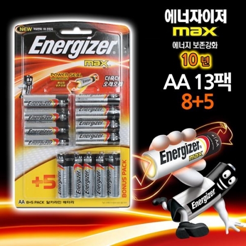 에너자이저 맥스 AA건전지 13팩 LR6 밧데리 보존10년