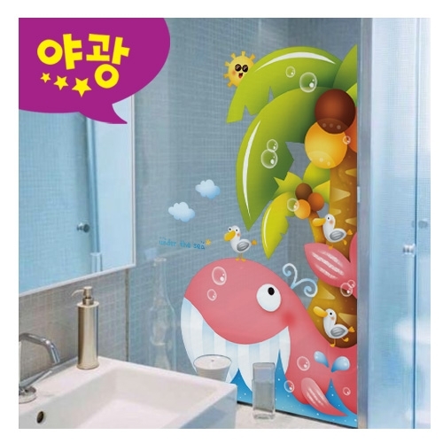 그래픽스티커 인테리어스티커 고래야자 FDT-2211