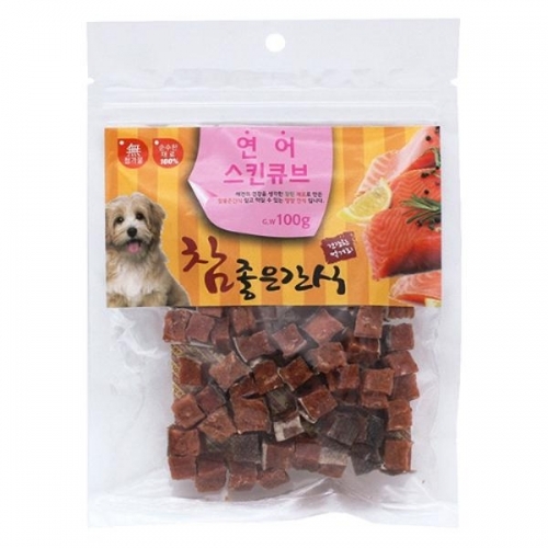 참좋은간식 100g - 연어 스킨큐브 애완용품