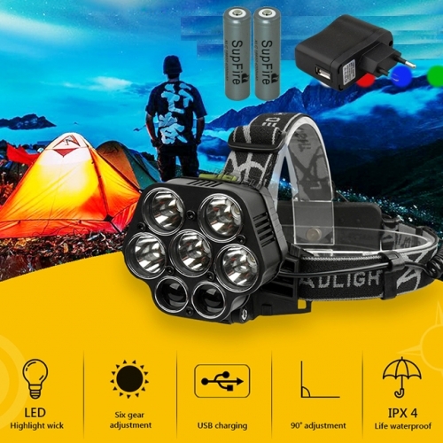 T6x5  Q5x2 광폭  LED 충전식 헤드랜턴 등산  랜턴