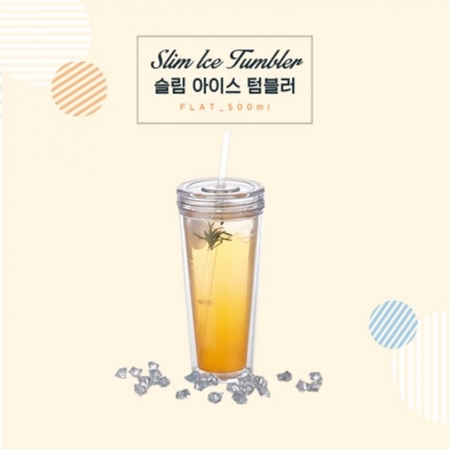 슬림아이스텀블러 플랫 500ml (100개 묶음/인쇄가능)